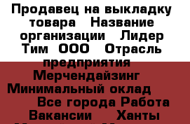 Продавец на выкладку товара › Название организации ­ Лидер Тим, ООО › Отрасль предприятия ­ Мерчендайзинг › Минимальный оклад ­ 26 000 - Все города Работа » Вакансии   . Ханты-Мансийский,Мегион г.